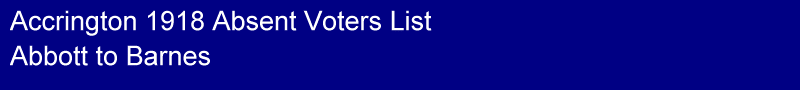 Title - Accrington 1918 Absent Voters List, Abbott to Barnes