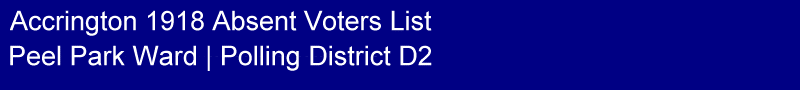 Title - Accrington 1918 Absent Voters List, Polling District D2