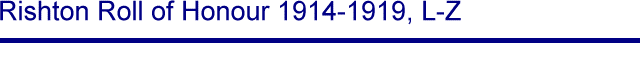 Title - Rishton Roll of Honour 1914-1919, L-Z